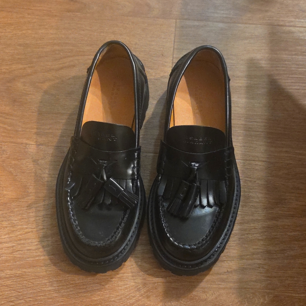 ISABEL MARANT Frezza Glossed-Leather Loafers With Tassels